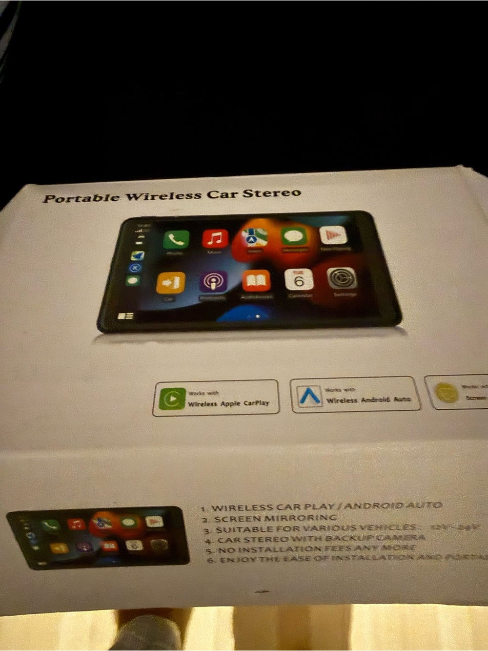 Portable Wireless Car Stereo - Black Touchscreen-new opened box